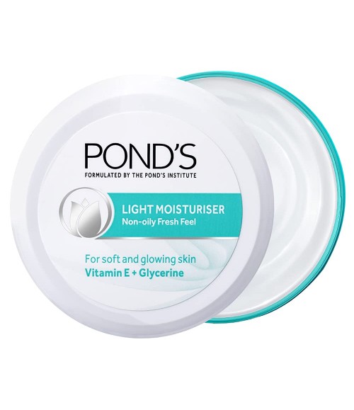 POND'S Light Moisturiser, Non- Oily With Vitamin E And Glycerine, For Soft And Glowing Skin, 150 ml